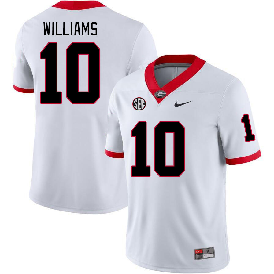 Men #10 Tyler Williams Georgia Bulldogs College Football Jerseys Stitched-White